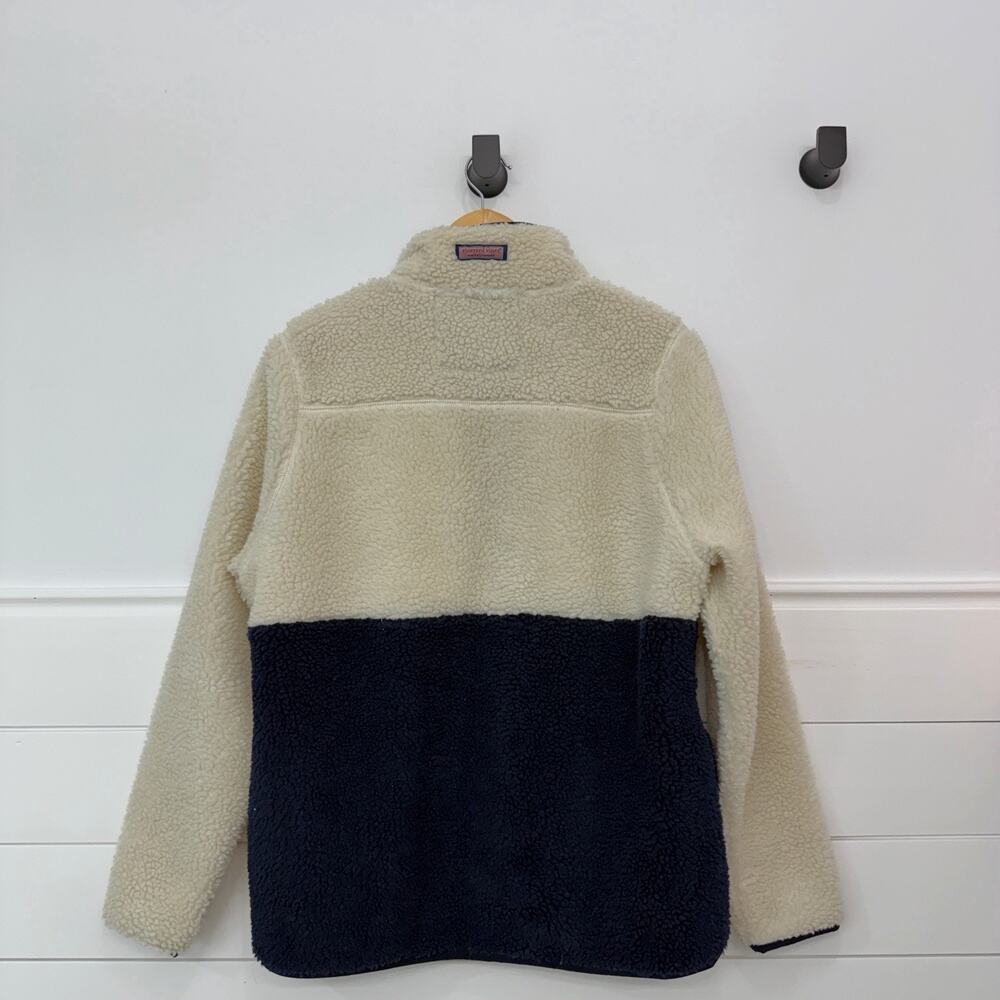 Vineyard Vines Shep Sherp Super Sherp Fleece Pullover Nautical Navy Cream M - Picture 5 of 7